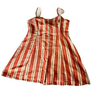 Urban Outfitters Sleeveless Red Striped Button Front Dress XL NWT  (B18)